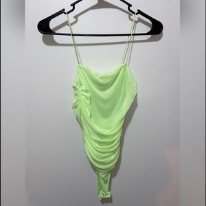 Forever 21 neon green sinched tank bodysuit